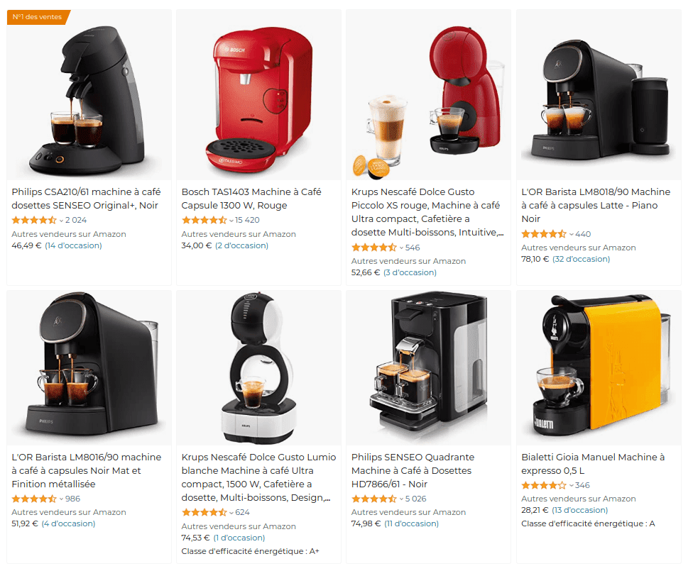 Machines à café à capsules d'occasion sur Amazon